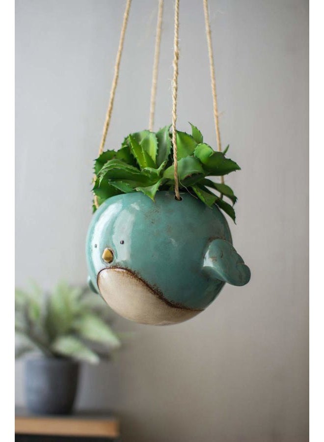 Kalalou Bluebird Hanging Planter Pot - Ceramic - 7" Diameter - Image 4
