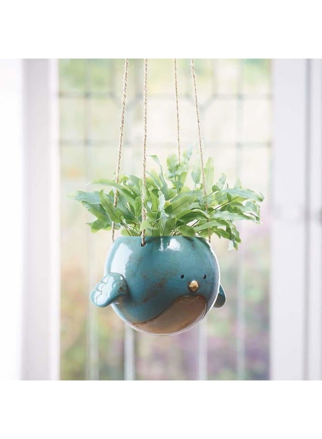 Kalalou Bluebird Hanging Planter Pot - Ceramic - 7" Diameter - Image 5