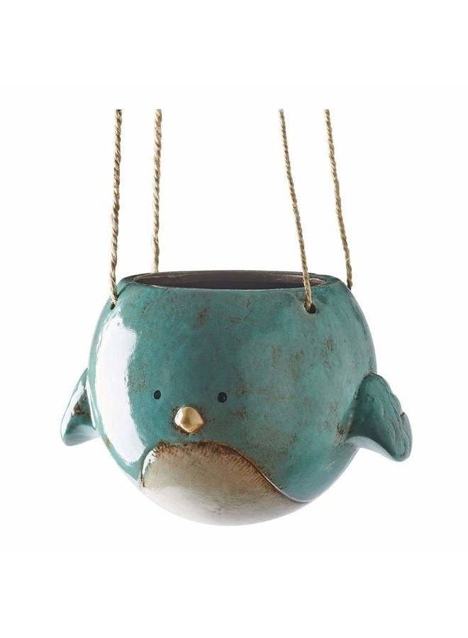 Kalalou Bluebird Hanging Planter Pot - Ceramic - 7" Diameter - Image 1