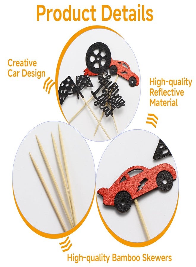 Ryetvok 24Pcs Lightning McQueen Cupcake Toppers,Shifting Into 1rd Year Race Car Decorations, Fast One Birthday Cake Toppers For Boys - Image 3