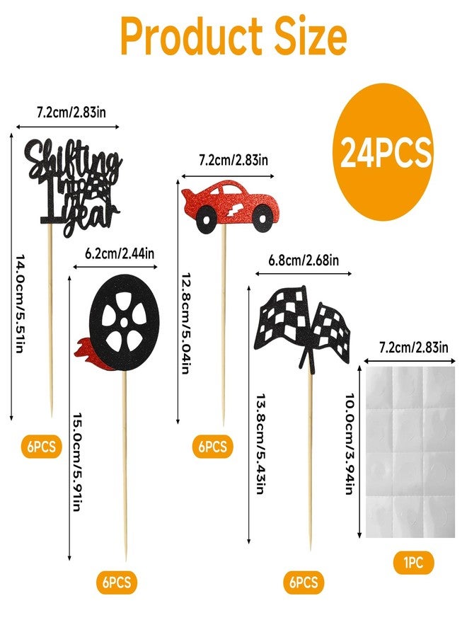 Ryetvok 24Pcs Lightning McQueen Cupcake Toppers,Shifting Into 1rd Year Race Car Decorations, Fast One Birthday Cake Toppers For Boys - Image 2