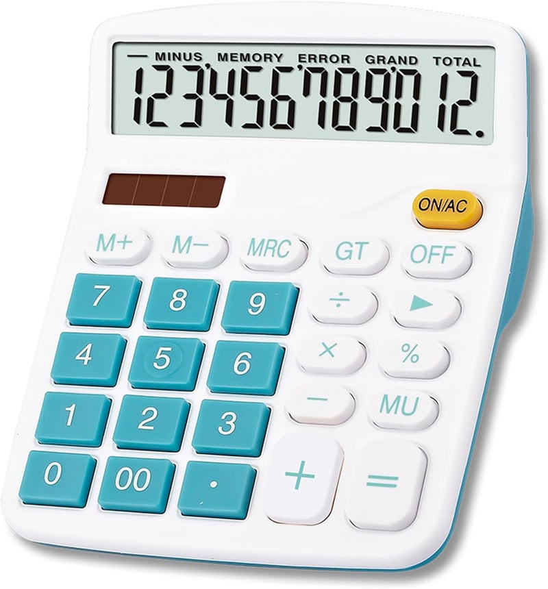 Meichoon Calculator Large Display Desktop Solar Battery Dual Power 12 Digit Financial Dedicated Standard Function Business Calculator Multifunctional KA08 Blue - Image 1