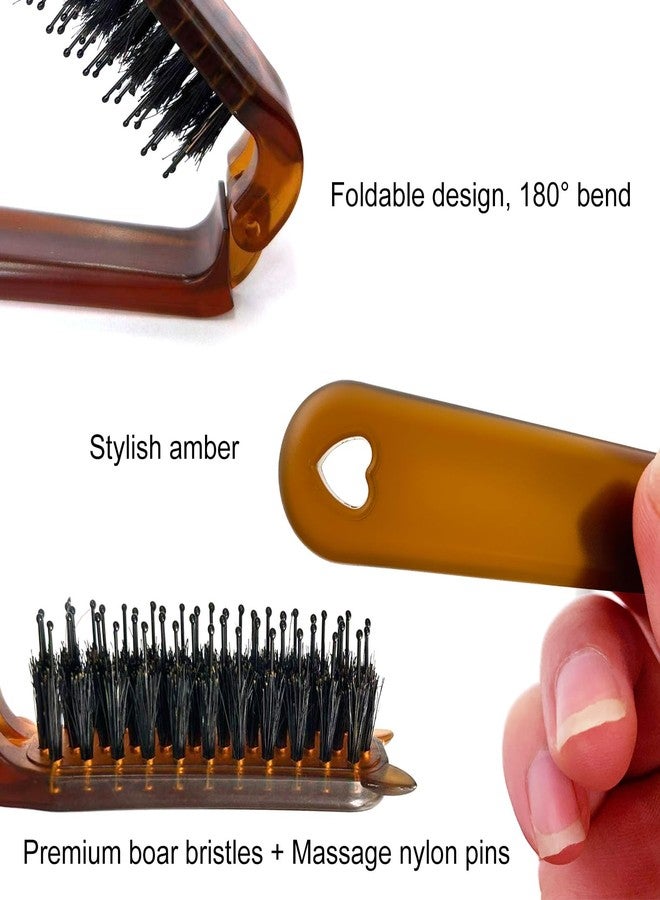 EYBDYB Portable Foldable Bunny Ear Hairbrush - Soft Boar Bristles Multi-Functional Travel Brush for Men, Women & Kids, Wet/Dry Use, Compact & Easy to Carry - Image 2