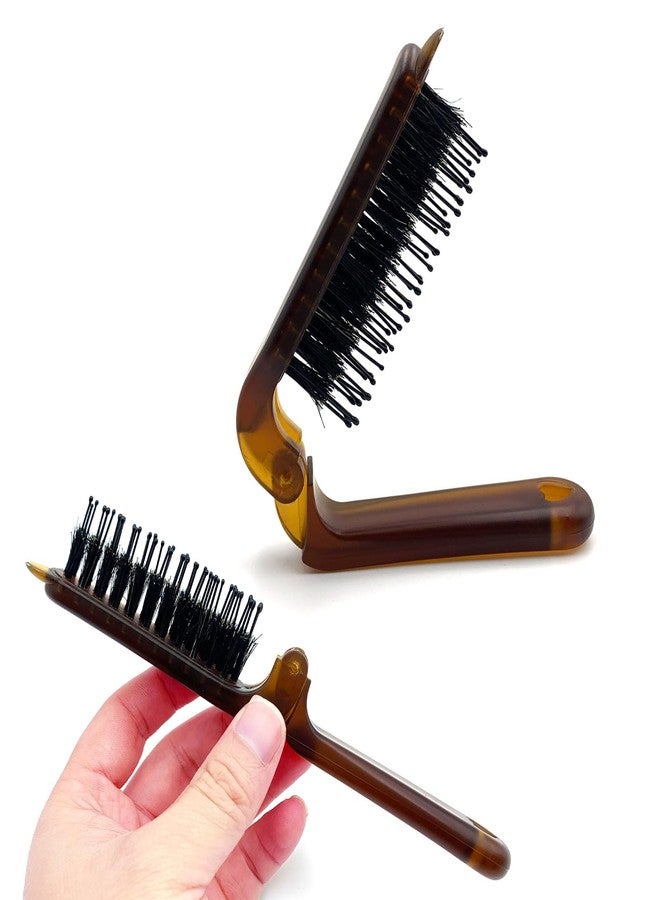 EYBDYB Portable Foldable Bunny Ear Hairbrush - Soft Boar Bristles Multi-Functional Travel Brush for Men, Women & Kids, Wet/Dry Use, Compact & Easy to Carry - Image 1