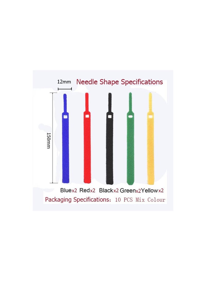 10-Pieces Velcro Cable Tie,Nylon Back-To-Back Velcro Hook and Loop Tape,Velcro Date Cable Management Tape,Needle Shape Style - Image 2