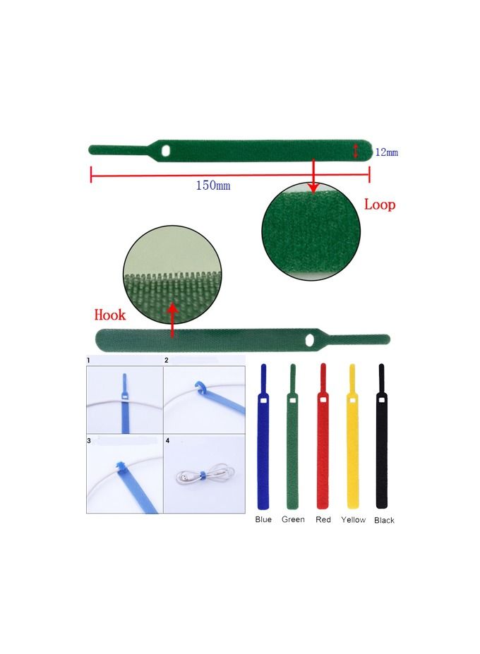 10-Pieces Velcro Cable Tie,Nylon Back-To-Back Velcro Hook and Loop Tape,Velcro Date Cable Management Tape,Needle Shape Style - Image 4