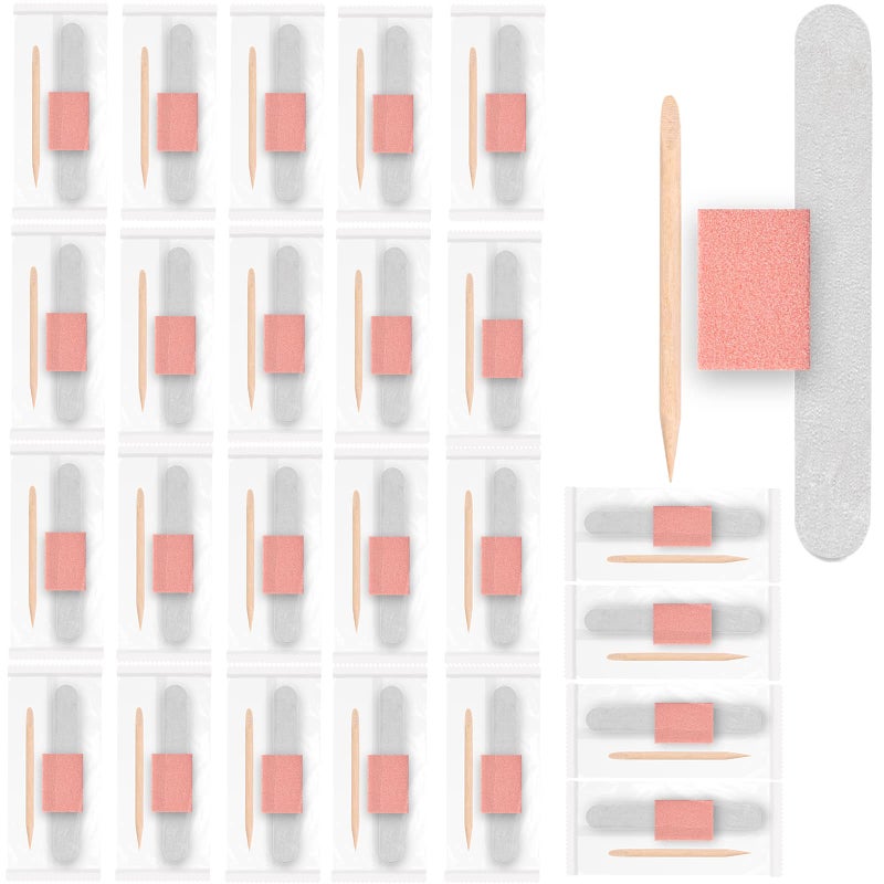 JYfeel Disposable Manicure KitNail Files SetWood Nail FileMini Nail BufferWood Nail SticksIndividually Packed Mini Pedicure Set for Fingernails Toenails Nail Salon 24 Pack