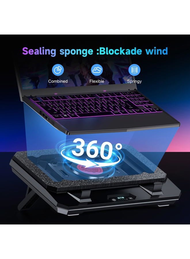 IETS GT300 Upgraded Laptop Cooling Pad with Adjustable Stand, Turbo Boosted Cooler for Rapid Cooling 10-17inch Gaming Laptop, Flexible Sealing Ring，Featuring Air Filtration Adjustable clamp - Image 3