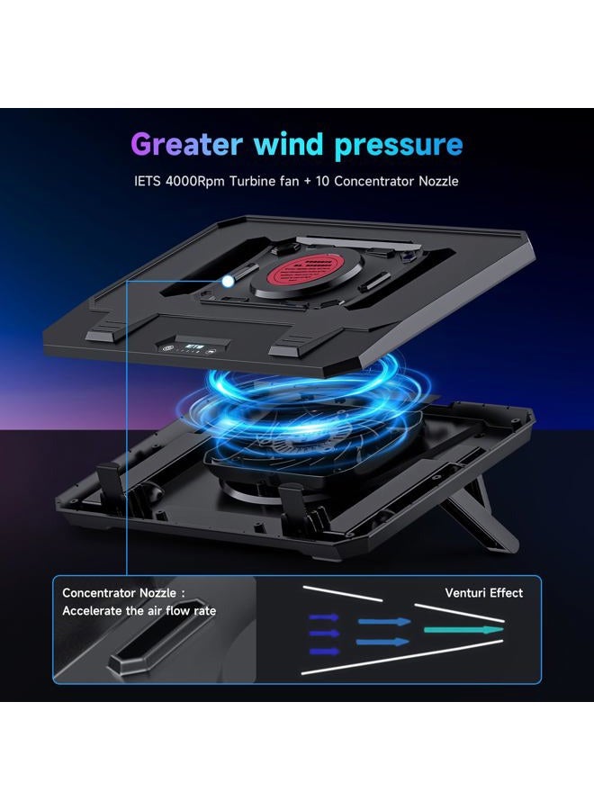 IETS GT300 Upgraded Laptop Cooling Pad with Adjustable Stand, Turbo Boosted Cooler for Rapid Cooling 10-17inch Gaming Laptop, Flexible Sealing Ring，Featuring Air Filtration Adjustable clamp - Image 2