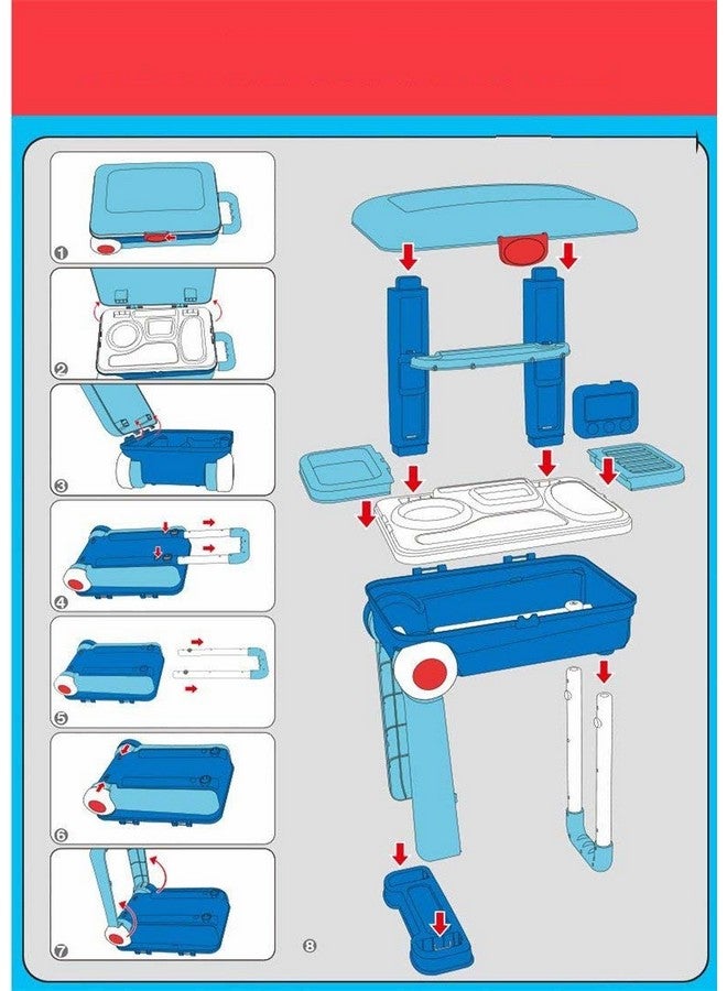 VikriDA Children'S Play Toys Twist Trolley Case Workbench 2 In 1 Doctor Nurse Medical Box Suitcase Trolley Suitcase Case (Color: Blue) (Folding Suitcase Size: 53* 25*13 Cm) (63*53*24.5 Cm)Multicolor - Image 5