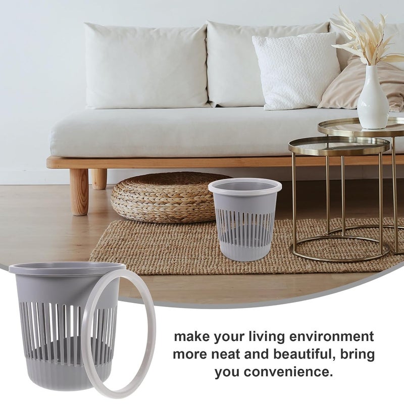 Plastic Trash Can, Small Gray Office Trash Basket for Kitchen, Bathroom, Bedroom – Open Top Wastebasket for Home Organization, 1pcs - Image 3