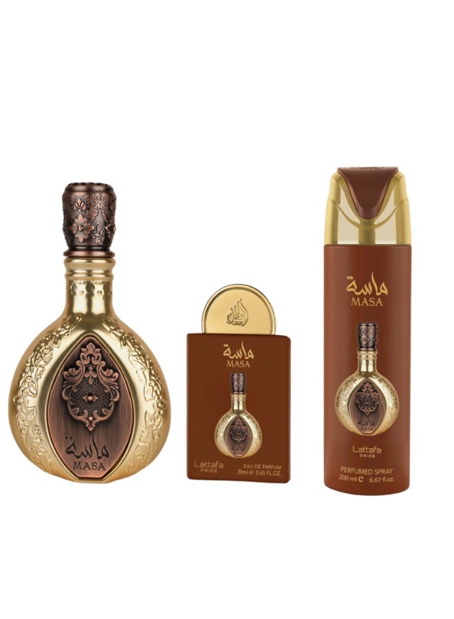 Lattafa PRIDE GIFTSET Masa | Set 3-Piece (Edp 100ml + Edp 20ml + Deodorant 200ml) - Image 2