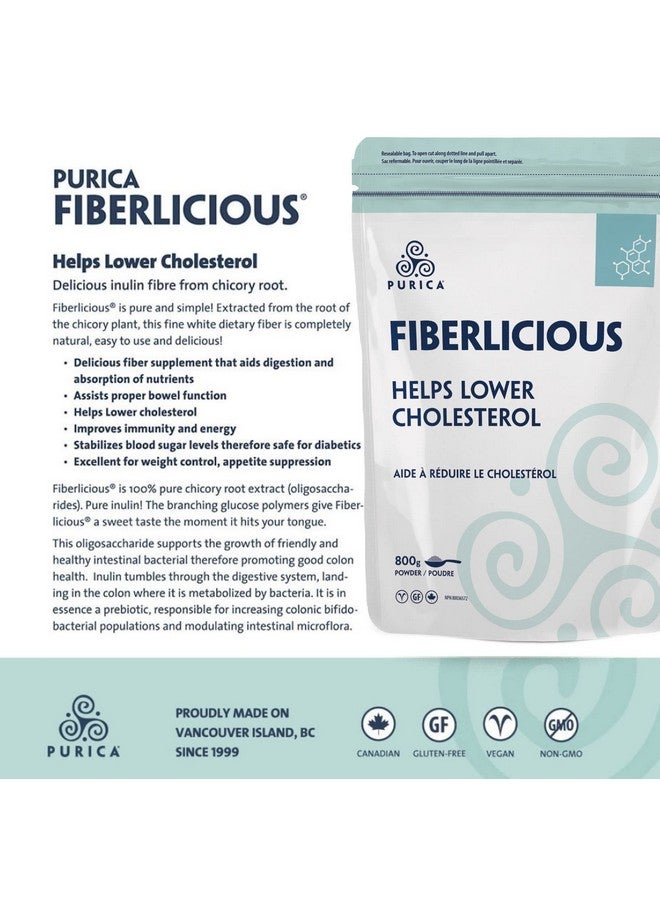 بوريكا مسحوق مكمل الألياف Fiberlicious من PURICA، 800 جرام، مستخلص جذر الهندباء النقي بنسبة 100% (السكاريد القليلة) - إنولين نقي! - Image 4