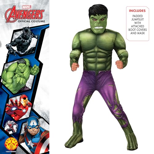 Rubies Official Marvel Hulk Costume for Kids 78 Years Old Jumpsuit with Padded Chest Boot Covers and Mask for Carnival Christmas Birthday Parties and Halloween - Image 5