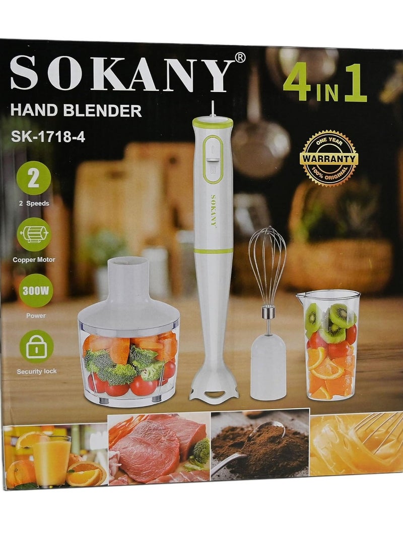 sokany - Multi Function 4 in 1 Portable Electric Juicer Electric Hand Stick Blender HandHeld Food Chopper - Image 1