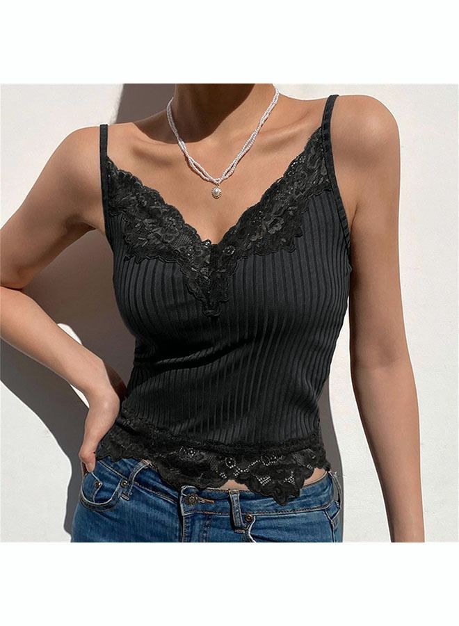 NIBEMINENT Women's Fashion Casual Sleeveless Top Knitted Lace camisole Tank Round Neck V-Neck Printed - Image 1