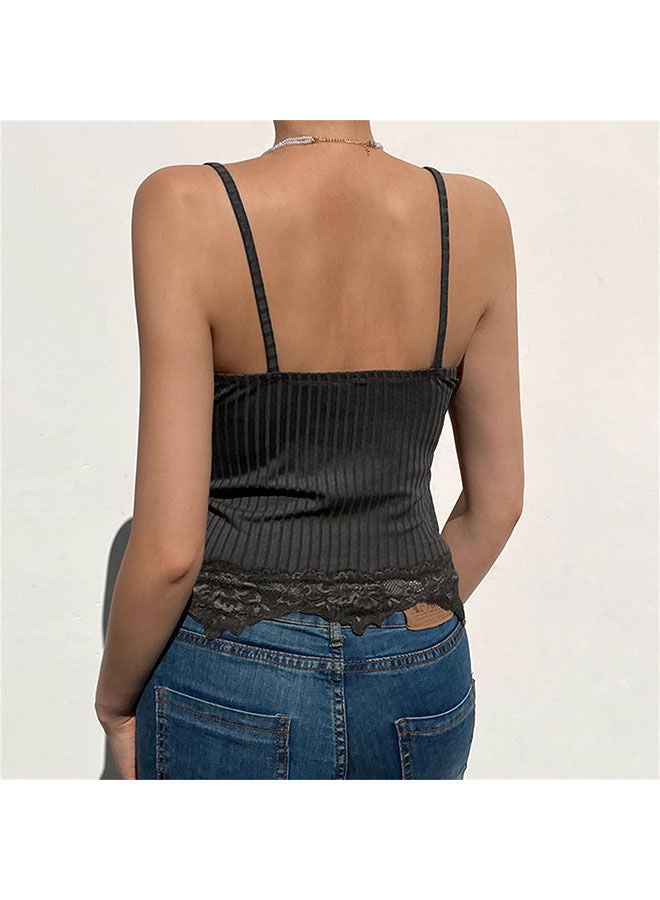 NIBEMINENT Women's Fashion Casual Sleeveless Top Knitted Lace camisole Tank Round Neck V-Neck Printed - Image 2