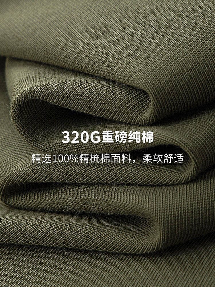 320G Heavyweight Pure Cotton Short-Sleeved T-Shirt For Men, Pure White, Loose, Opaque, Casual And Versatile Top, Summer 2025 - Image 3