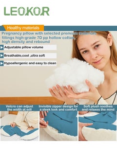 LEOKOR Maternity Pillow for Sleeping, Super Soft and Comfortable Side Sleeping Support for Back, Belly, and Legs for Pregnant Women, Pregnancy Pillow with Detachable and Adjustable Pillow Cover  - Image 4
