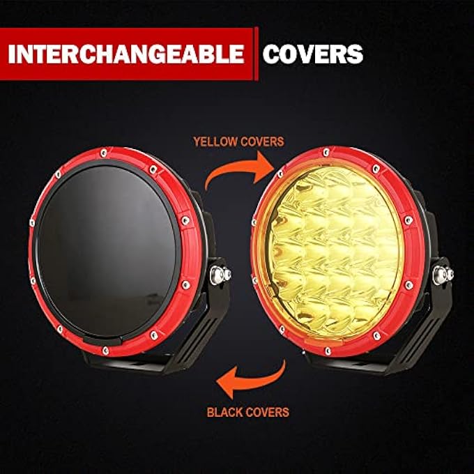 ريحني أضواء LED دائرية للطرق الوعرة مقاس 7 بوصات باللون الأحمر قطعتين 210 وات 32000 لومن أضواء LED للطرق الوعرة فائقة السطوع أضواء القيادة أضواء الطرق الوعرة الكهرمانية مع تسخير الأسلاك 12 فولت 24 فولت لشاحنات البيك أب والمركبات الرباعية والمركبات متعددة الاستخدامات - Image 5