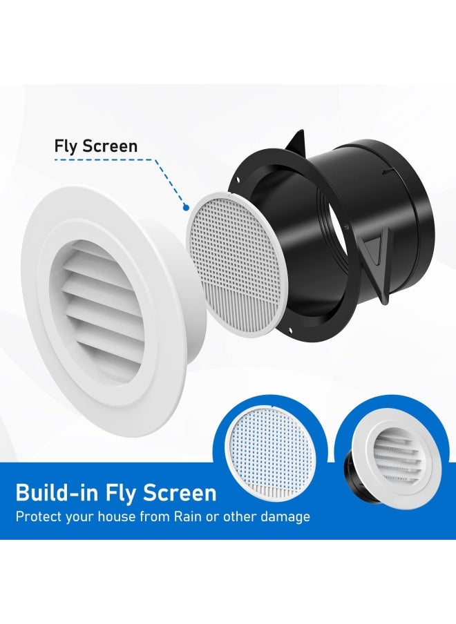 Generic - Hon And Guan Soffit Vents 4 Inch Round Vent Cover Air Vent With Built In A Fly Screen For Bathroom Exhaust Vent Office Home 100Mm - Image 1