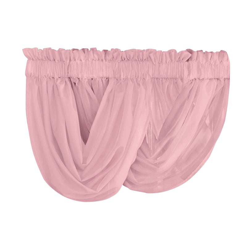 Collections Etc Scoop TwoPiece Rod Pocket SolidColored Sheer Valances for Windows Decorative Accent and Added Privacy for Any Room in Home Rose