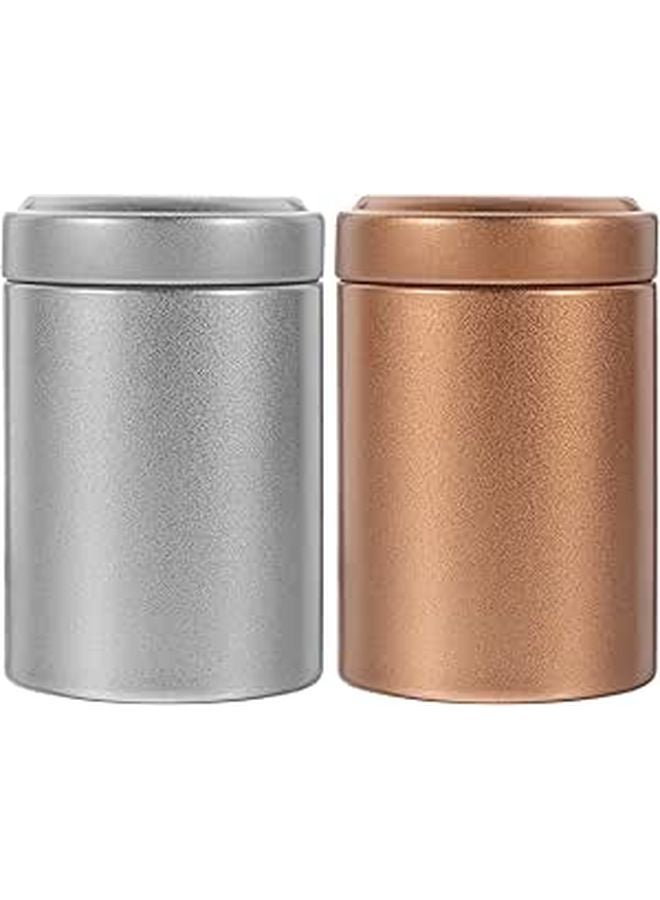 2 Pcs Tinplate Tea Storage Canisters With Lid For Loose Tea Leaves Kitchen Pantry Organization - Image 1