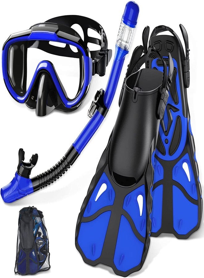 VBM Mask Fin Snorkel Set with Adult Snorkeling Gear, Panoramic View Diving Mask, Trek Fin, Dry Top Snorkel +Travel Bags, Snorkel for Lap Swimming - Image 1