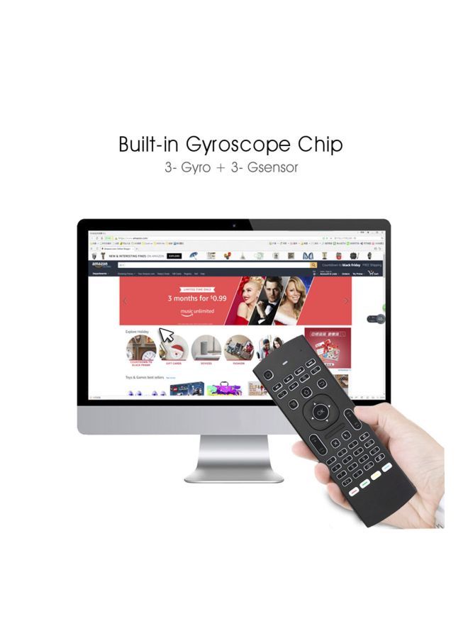 NIBEMINENT 2-In-1 Remote Control And Keyboard For Android TV Box X96/H96 Black/Grey - Image 4