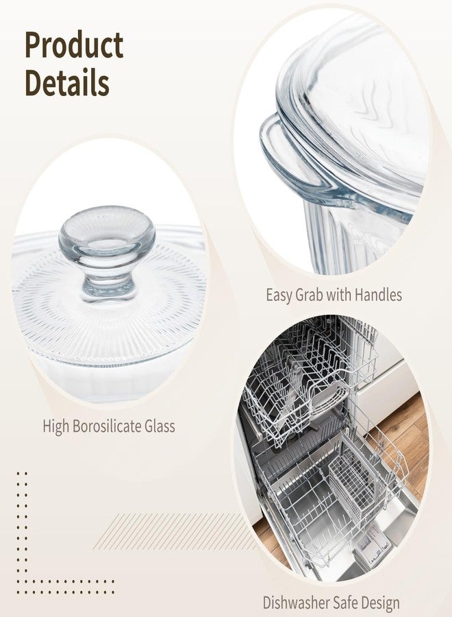 NIMBLOOM 1.9 QT Oval Glass Casserole Dish with Lid and Handle, Clear Borosilicate Glass Baking Dish, Oven & Fridge Safe, Easy-to-Clean Casserole Food Container for Cooking - Image 4