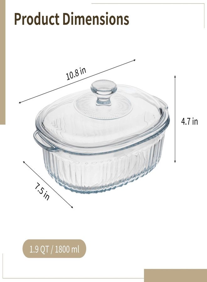 NIMBLOOM 1.9 QT Oval Glass Casserole Dish with Lid and Handle, Clear Borosilicate Glass Baking Dish, Oven & Fridge Safe, Easy-to-Clean Casserole Food Container for Cooking - Image 5
