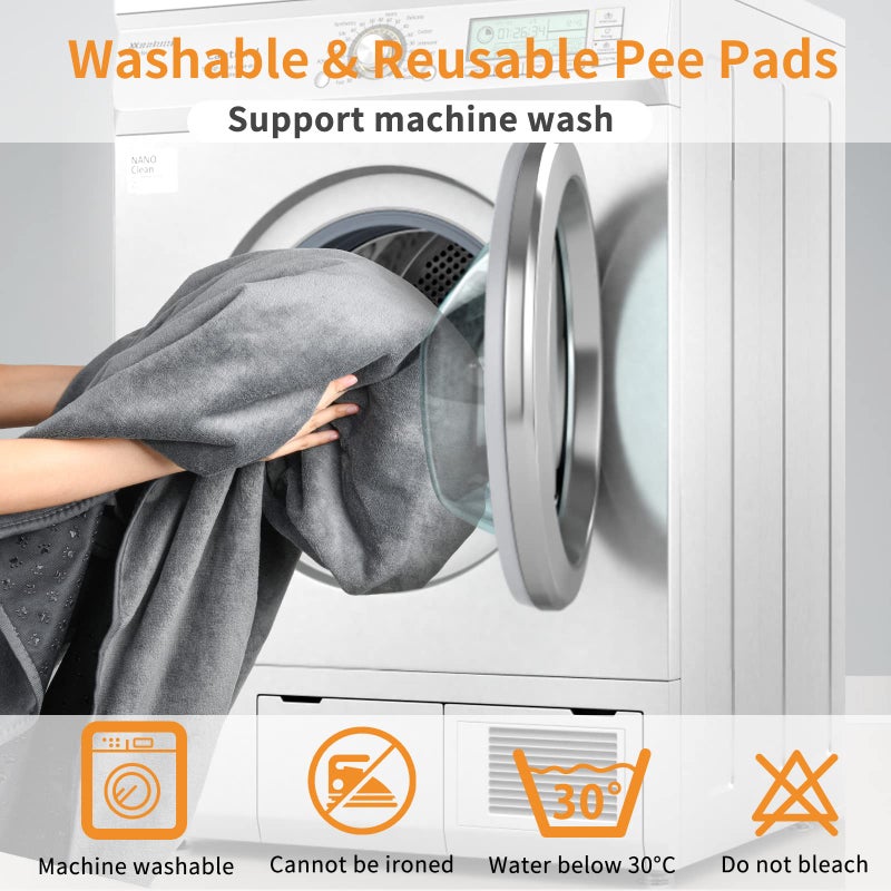 LOOBANI 2 Packs Extra Large Reusable Dog Mat for Floor, Non-Slip Washable Pee Pads for Dogs, Fast Absorbent Pet Whelping Pads, Puppy Playpen Mat for Incontinence, Housebreak, Crate, 72x72in,Gray - Image 5