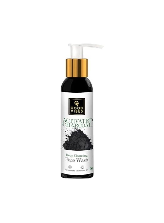Good Vibes Activated Charcoal Deep Cleansing Face Wash, 120 ml Dirt Removal Deep Pore Cleansing Formula for All Skin Types, Controls Excess Sebum & Acne, Natural, No Parabens & Mineral Oil - Image 1