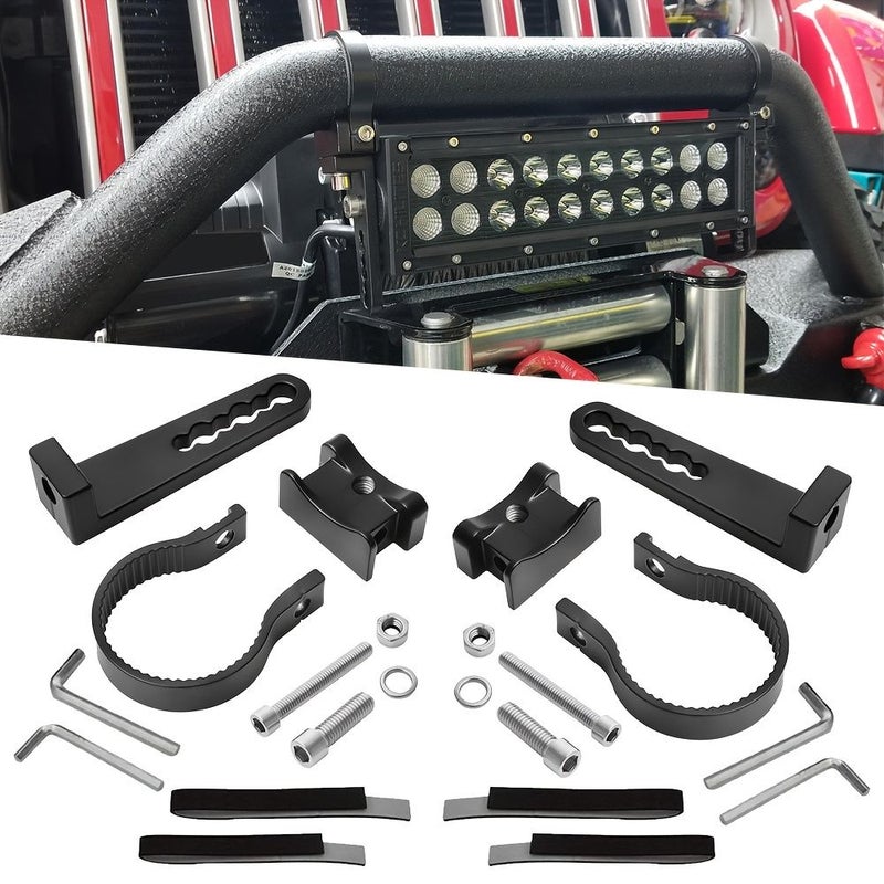 Universal 1.85 Inch Roll Cage Mount Brackets for LED Work Lights Black - Image 5