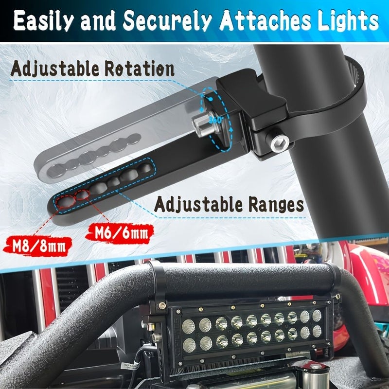 Universal 1.85 Inch Roll Cage Mount Brackets for LED Work Lights Black - Image 1
