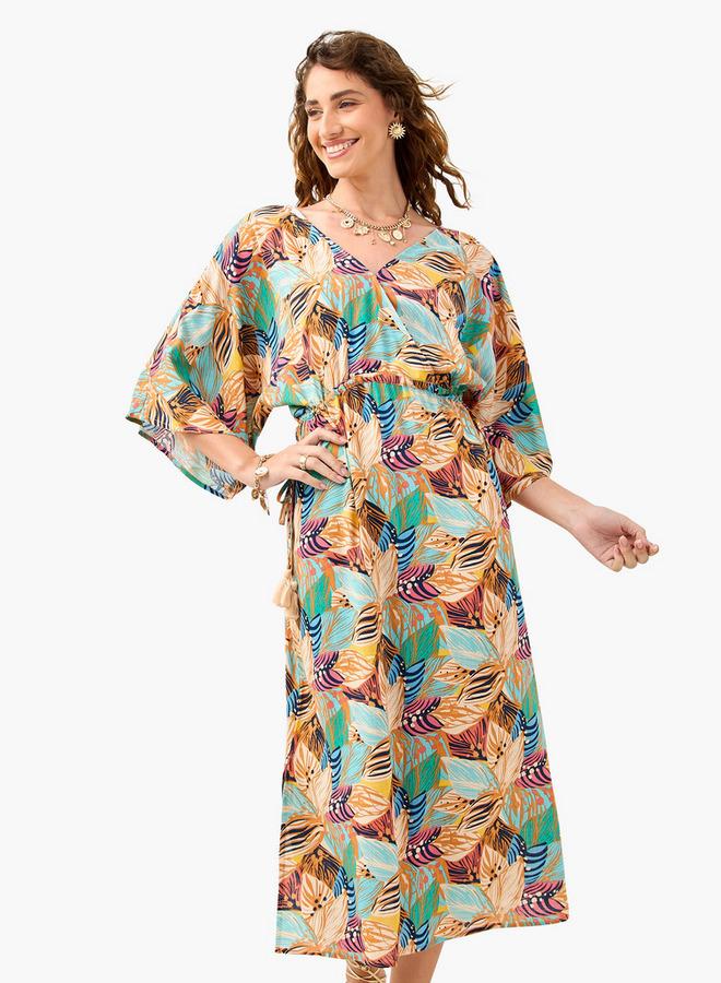 سبلاش فيڤ فستان ميدي بطبعة زهور - Image 1