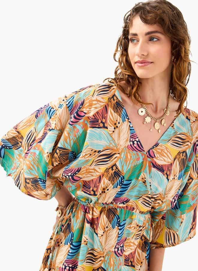 سبلاش فيڤ فستان ميدي بطبعة زهور - Image 4