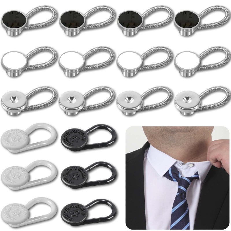 YUANHANG 18Pcs Shirt Collar Button Extender Neck Button Extender for Mens Dress Shirt Comfortable Tie Collar Expander