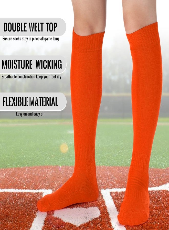 Regilt 24 Pairs Kids Youth Soccer Baseball Socks, Bulk Softball Football Team Socks Knee High Tube Sock (US, Alpha, Medium, Regular, Regular, Orange) - Image 4
