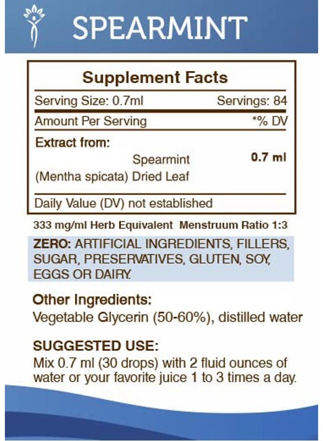 Secrets of the Tribe Spearmint Alcohol-Free Liquid Extract, Organic Spearmint (Mentha spicata) Dried Leaf Tincture Supplement (2 FL OZ) - Image 4
