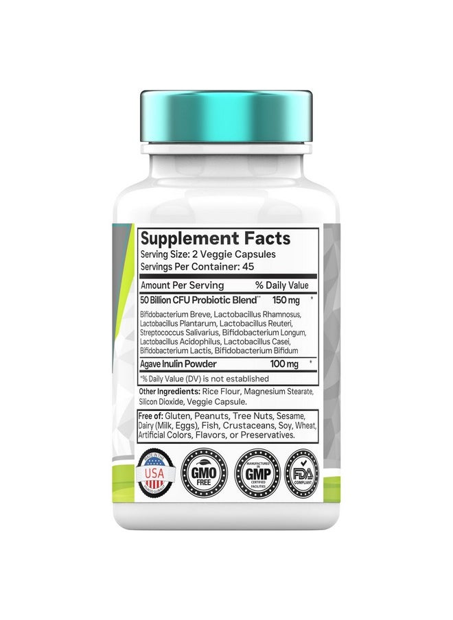 tnvitamins - tnvitamins Probiotics with Prebiotic: 50 Billion CFU - 10 Strain - 90 Vegetarian Capsules | with Acidophilus Probiotic for Digestive Health, Gut Health, & Immune Support* | for Men & Women - Image 1