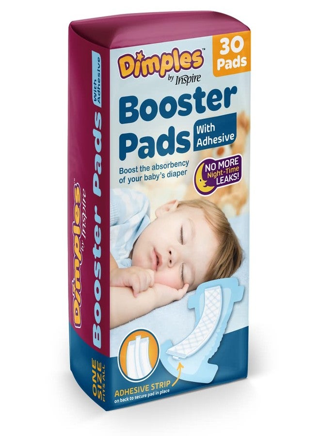 Inspire Dimples Booster Pads, Baby Diaper Doubler with Adhesive - Boosts Diaper Absorbency - No More leaks 30 Count (with Adhesive for Secure Fit) (30 Count) - Image 1