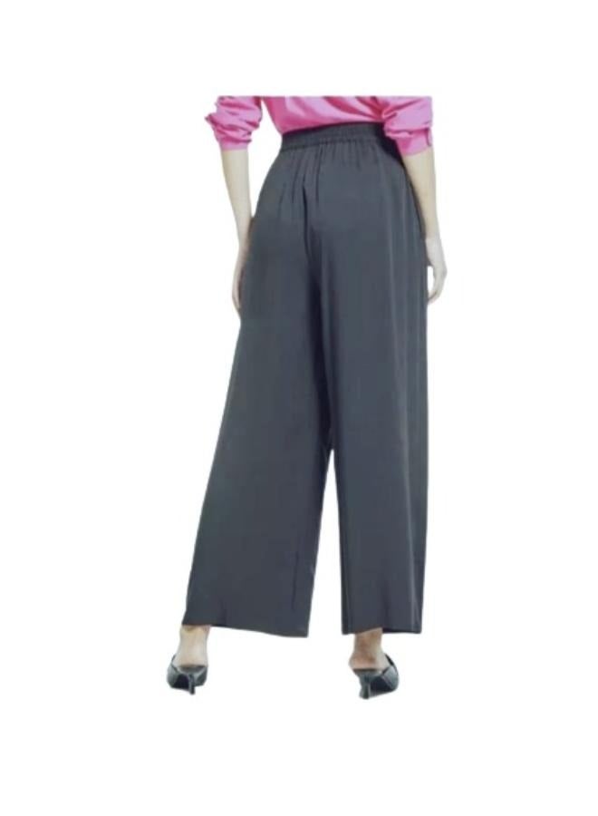 بنطال فضفاض واسع الساق للنساء مع حزام خصر، بنطال بالازو فضفاض KU319 - Image 2