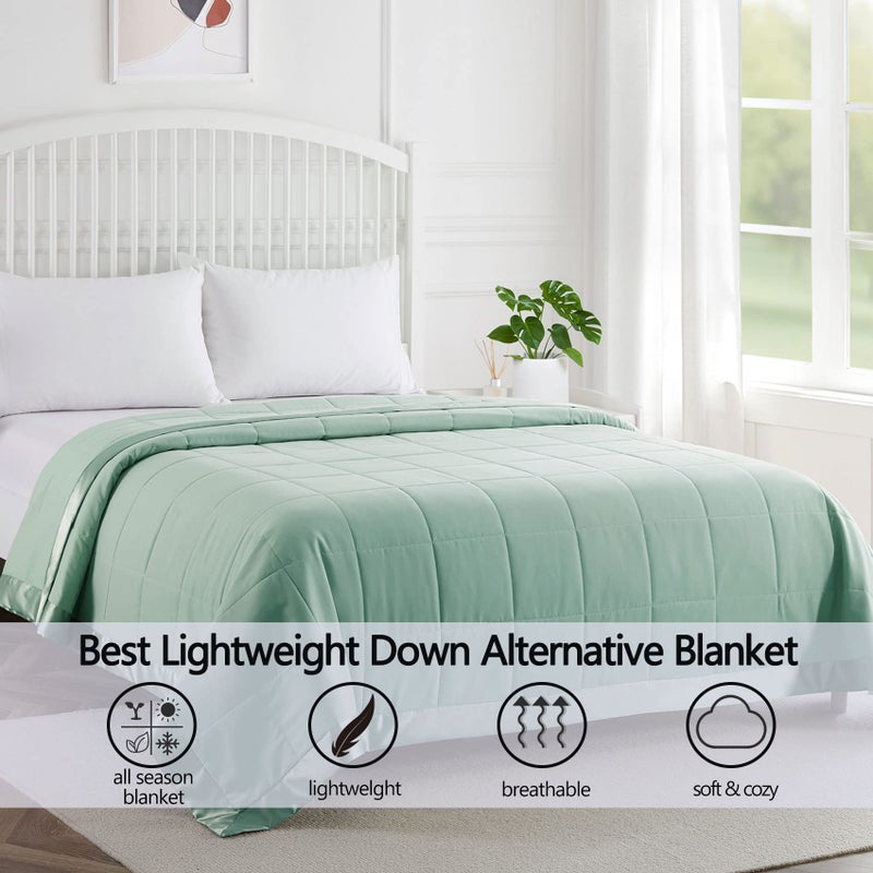 COMFLIVE Down Alternative Blanket - Twin Size Lightweight Blanket with Satin Trim for All Seasons- Moisture Removal Treatment 90"x68" (Green, Twin) - Image 3