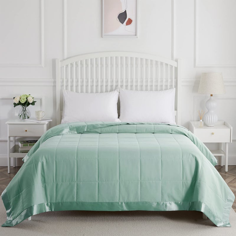 COMFLIVE Down Alternative Blanket - Twin Size Lightweight Blanket with Satin Trim for All Seasons- Moisture Removal Treatment 90"x68" (Green, Twin) - Image 2