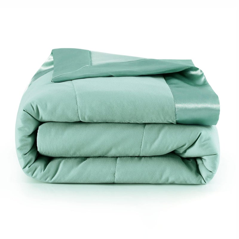 COMFLIVE Down Alternative Blanket - Twin Size Lightweight Blanket with Satin Trim for All Seasons- Moisture Removal Treatment 90"x68" (Green, Twin) - Image 1