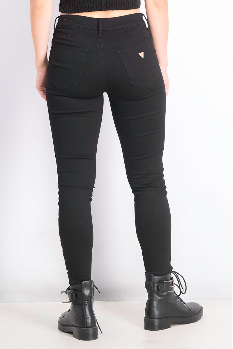 GUESS Women Skinny Fit Stretchable Denim Jeans, Black - Image 3