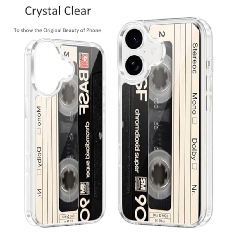 Cool Retro Cassette Phone Case for 6.3'', Aesthetic Recorder Design Phone Cover Anti-Yellowing Shockproof Protective Clear Case for Girls Boys Men Women - Image 5