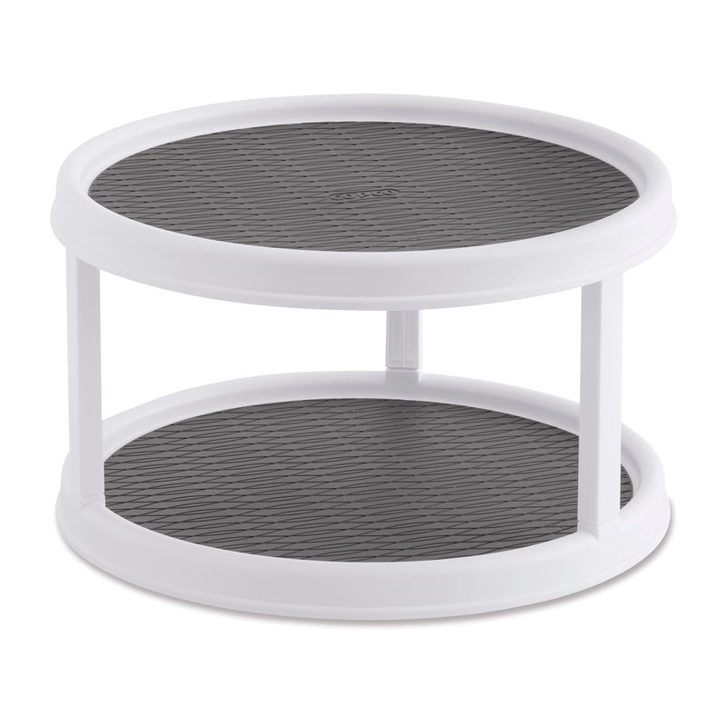 Copco Non-Skid Turntable, 2-Tier, 12-Inch, Durable & Easy Clean, White/Gray - Image 1