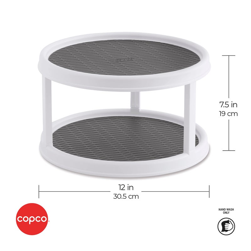 Copco Non-Skid Turntable, 2-Tier, 12-Inch, Durable & Easy Clean, White/Gray - Image 3